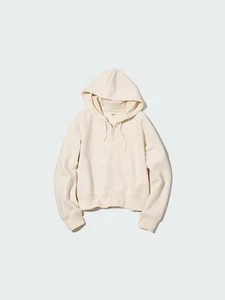 UNIQLO Women’s Full Zip Hoodie Size Large Sweatshirt Oversized Off White Cream - Picture 1 of 6