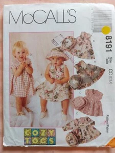 Patrón de vestido y sombrero para niños pequeños McCall's 8191 Cozy Togs talla 2-3-4 - Imagen 1 de 2