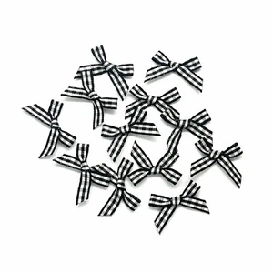 24 x 3.2cm Black & White Ribbon Bow Fabric Gingham 7mm Mini Embellishment Craft - Picture 1 of 1