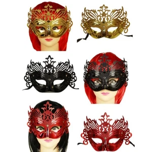 HAAC venezianische Augenmaske Maske Glitzern gold schwarz rot Fasching Karneval - Bild 1 von 13