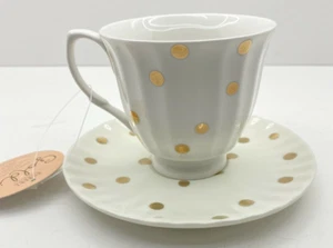 "Taza de té y platillo dorados ""Goldie"" Robert Gordon Australia ~ NUEVO con defecto - Imagen 1 de 11