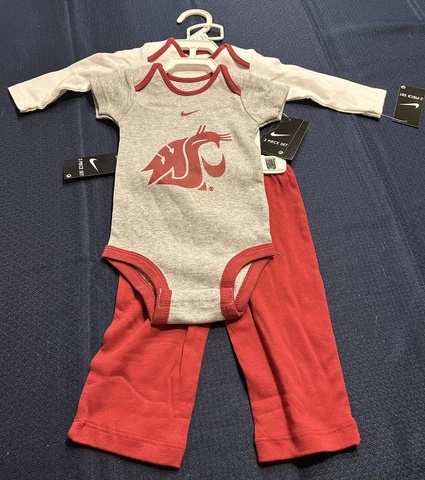 Baby Infant Washington State Cougars Nike Bodysuit & Pants 3-Pc Set NWT 3-6 Mos Cover
