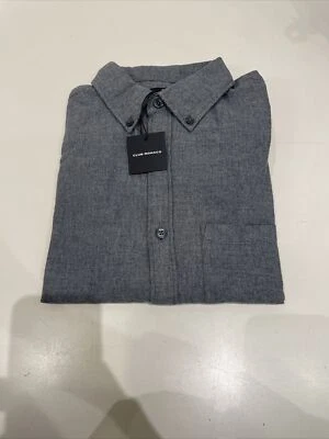 Club Monaco Mens Charcoal/ Flannel Textured Button Down Shirt, XS - Image 1 of 4