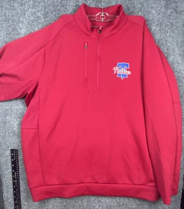 Philadelphia Phillies Sweatshirt Men's 2XL Red 1/4 Zip Logo Embroidered - Picture 1 of 12