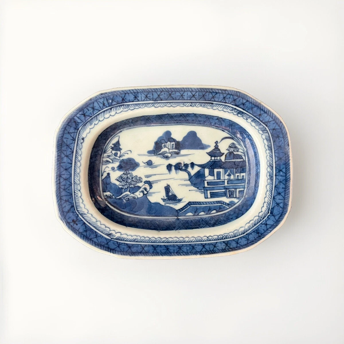 舶来品 中国古磁 雪花藍釉 留白 梅紋 大海碗 大型茶碗 観賞