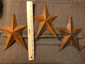 DLCC~ 3 PC Primitive Metal Rust barn stars 8"x6" stars farmhouse floral decor - Picture 1 of 2
