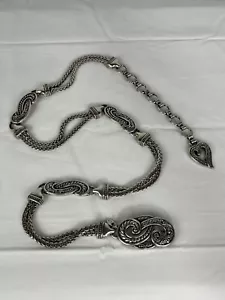 Cintura catena tono argento Brighton grande spina di pesce cuore pergamena regolabile retrò - Foto 1 di 5
