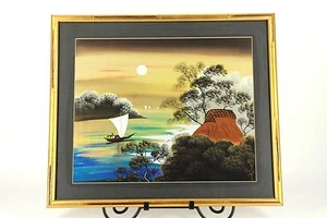 Signed Oriental Painting On Fabric (I Believe It's Silk) By Unknown Artist - Imagen 1 de 12