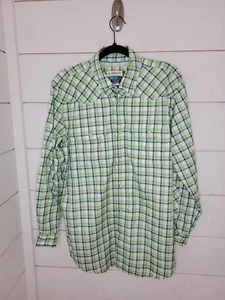 Magellan small green white & blue plaid snap button down. Fish gear - Picture 1 of 6