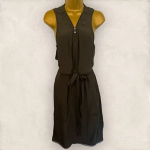 Como Nuevo Vestido de Verano de Terciopelo para Mujer Caqui Utilitario Sin Mangas Superpuesto con Cinturón Reino Unido 12 - Imagen 1 de 4
