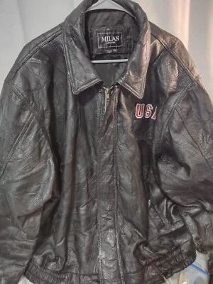 Milan Cuero Jack Motociclista Informal Guijarro Grano Águila EE. UU. Talla 3XL.       Foto 1 de 4