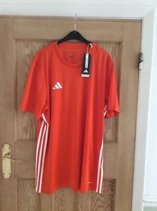 adidas t shirt xl Slim Fit Orange/white Chest 46" collar to hem 31" Bnwt - Picture 1 of 12