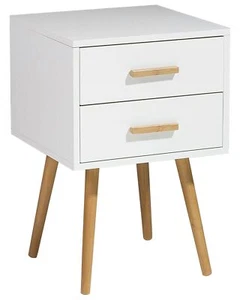 2 Drawer Bedside Table White ALABAMA - Picture 1 of 9