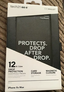 Tech 21 Evo Wallet Folio Case Genuine Cover for Apple iPhone Xs Max Black - Picture 1 of 2