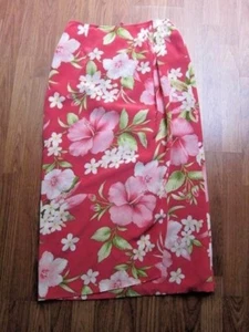 Talbots PINK  Pure Silk Tropical Print Long Faux Wrap Skirt~Lined~Size 8 - Picture 1 of 5