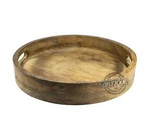Wooden Round Serving Tray Dinner Breakfast Eco-Friendly Kitchen Deck Decor Gifts - Picture 1 of 6