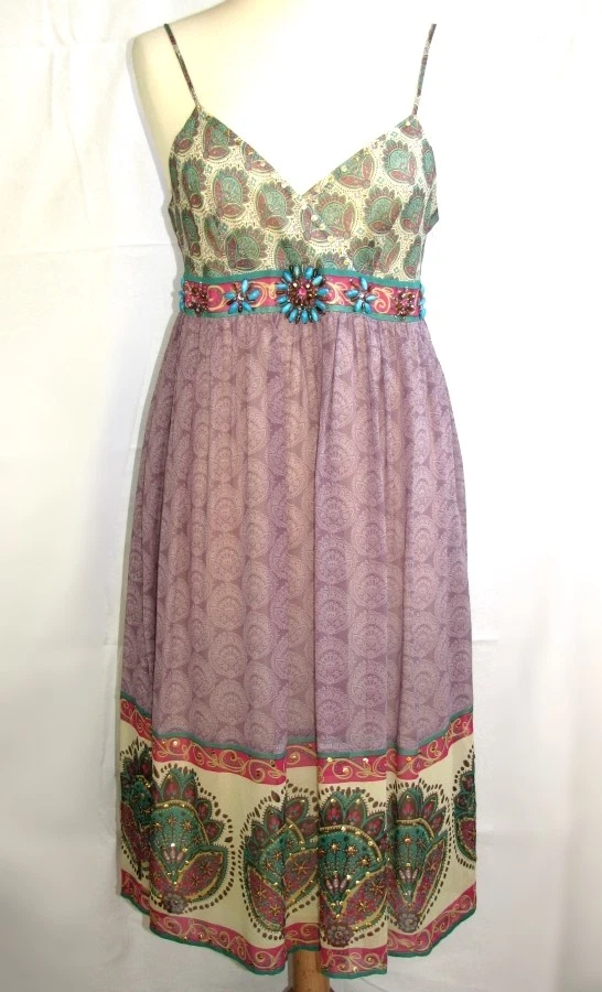 Derhy - Dress Fittings Female Silk Multicolored & Beads T S 36 - Excellent Mint - Image 1 of 4