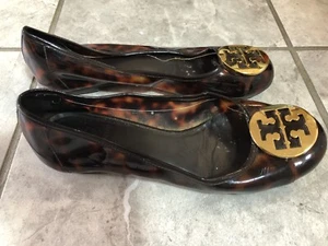 Tory Burch Tortoise Shell Reva Ballet Jelly Flats Size 5 Pre-Owned - Picture 1 of 10