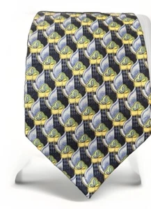 Ermenegildo Zenga 100% Silk Tie Blue W/ Greens & Yellow And More - Picture 1 of 10