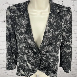Giacca blazer Bellatrix nera stampata pizzo leggero elasticizzato piccola S *pulsanti - Foto 1 di 16