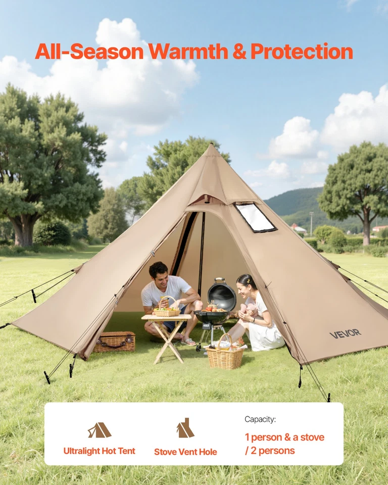 Tienda caliente VEVOR Tipi con gato de estufa impermeable portátil para 2 personas camping Foto 1 de 1