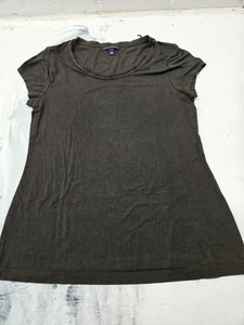 Banana Republic braun Rüschen Kragen Kurzarm Top Größe Large - Bild 1 von 3
