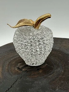 Spun Glass Apple Figurine with Gold Leaf Accent 2" - Picture 1 of 9