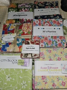 Lot Of 7 Charm Packs Benartex, Moda & Penny Rose 236 X 5" & 42 X 2.5" Squares - Picture 1 of 18