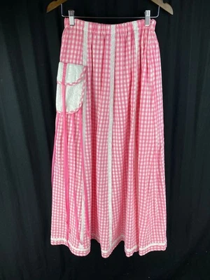 Maxi Falda Chessa Davis Para Mujer M De Colección Años 70 Guinga Cuadros Pradera Boho Encaje Barbie Foto 1 de 4