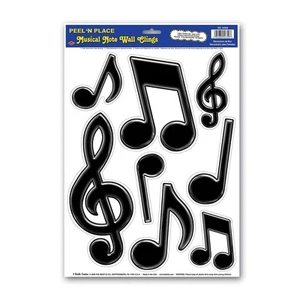 Beistle 12" x 17" Musical Notes Peel 'N Place Sticker; Black 32/Pack 54350 - Picture 1 of 1