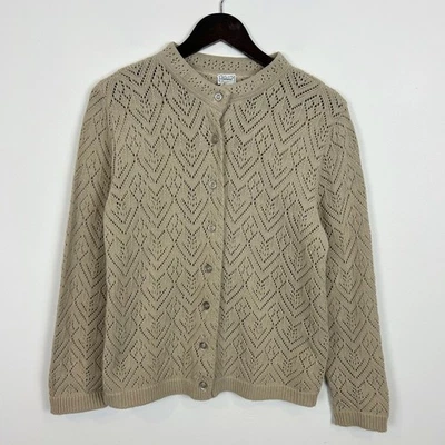 Vintage Haband Beige Knit Cardigan Size Medium Made in USA - Image 1 of 4