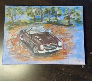 1958 Mercedes Benz 300 SL , NEW original 8x10 canvas painting signed by Asma  - Picture 1 of 3
