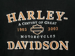 Harley Davidson T Shirt Black Large 100% Cotton Short Sleeve Embroidered - Picture 1 of 3