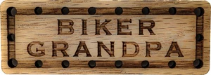Parche de madera de roble Biker Grandpa - 3,5 x 1,25 pulgadas - W1067 - Imagen 1 de 2