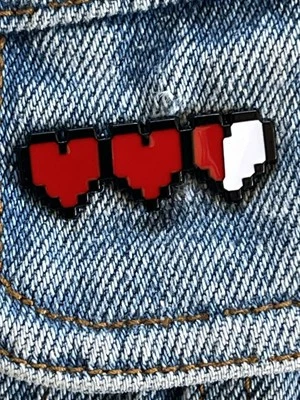 Vintage Pixel Video Game Heart Enamel Pin - Image 1 of 4