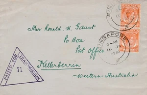 Singapore to Australia GVI 4c x2 Passed for Transmission Censor 71 1941 - Picture 1 of 1
