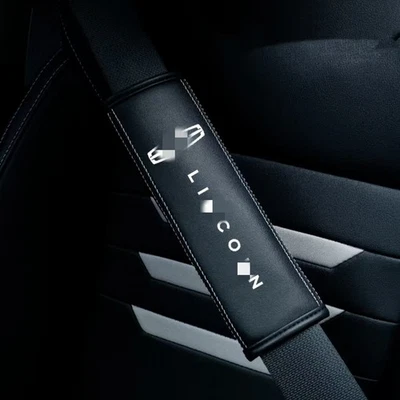 2pcs Black Leather Car Seat Belt Covers Shoulder Pads protector For Lincoln Size - Image 1 of 4