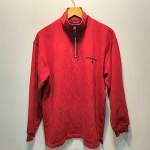 Vintage 90s Converse Jacket Red Quarter Zip Pullover XL - Picture 1 of 5