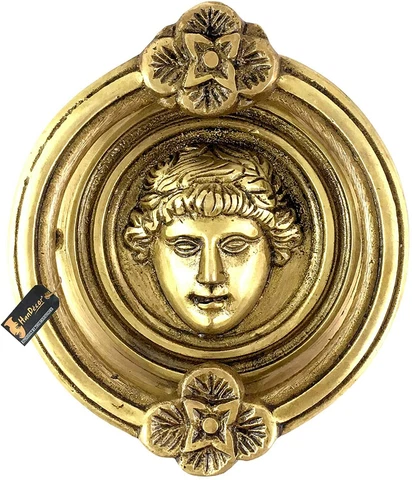 Set of 2 Athena Design Brass Door Knocker Set Antique Yellow Cover