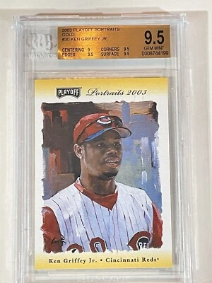 Griffey Jr 2003 Playoff Portraits 9/10 GOLD BGS 9.5 #30 Very Low Pop! - Image 1 of 4