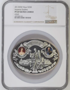 2013MW S$50 NIUE 8oz Silver Imperial Stables #343 NGC PF69UC Mintage 400 Only - Picture 1 of 3