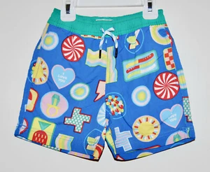 NWT Crewcuts by J. Crew Little Boys Blue Candy Print Swim Trunks sz 4 - Picture 1 of 9