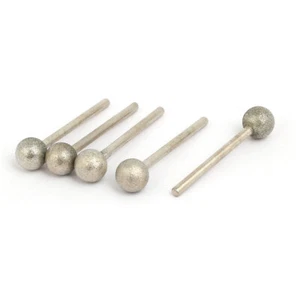 Vástago de 3 mm de 10 mm de diámetro cabeza de diamante en forma de bola brocas de punto montadas de molienda 5 piezas - Imagen 1 de 3