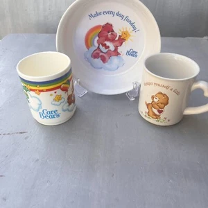 Vintage Care Bears Plastikbecher Schüssel Set Care Bear Kaffeebecher Herzgriff - Bild 1 von 18