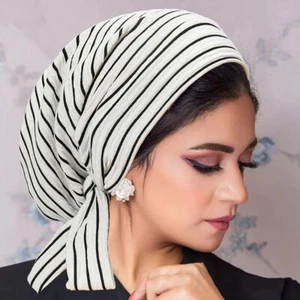 Chapeau hijab femme longue queue perte de cheveux casquette tête enveloppante musulmane attachée chimio cancer - Photo 1/38