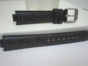 Pulsar WatchBand PJ2015 Ladies Dark Gray Leather Strap 8mm Wide 16mm at Shoulder - Picture 1 of 5
