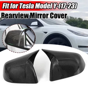 2X REAL CARBON FIBER M STYLE SIDE MIRROR COVERS CAPS FOR 2020-2024 TESLA MODEL Y - Picture 1 of 11