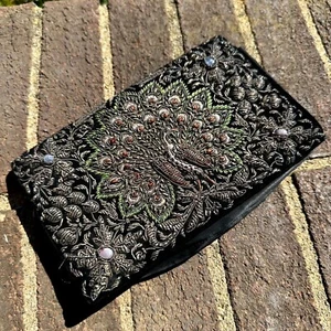 Vintage Kherati Lall & Sons Gold & Silber verziert Pfau Damen Handtasche - Bild 1 von 11