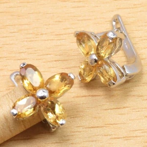 PROMO SALE DESIGN SALES High Quality CITRINE Earrings 0.7" 925 Silver Girls Gift - Picture 1 of 2