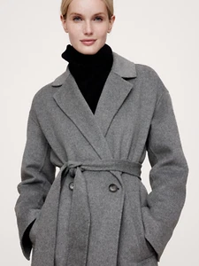 BANANA REPUBLIC Double Faced Wrap Coat MP(PETITE), Heather Gray, #537914 NEW - Picture 1 of 5